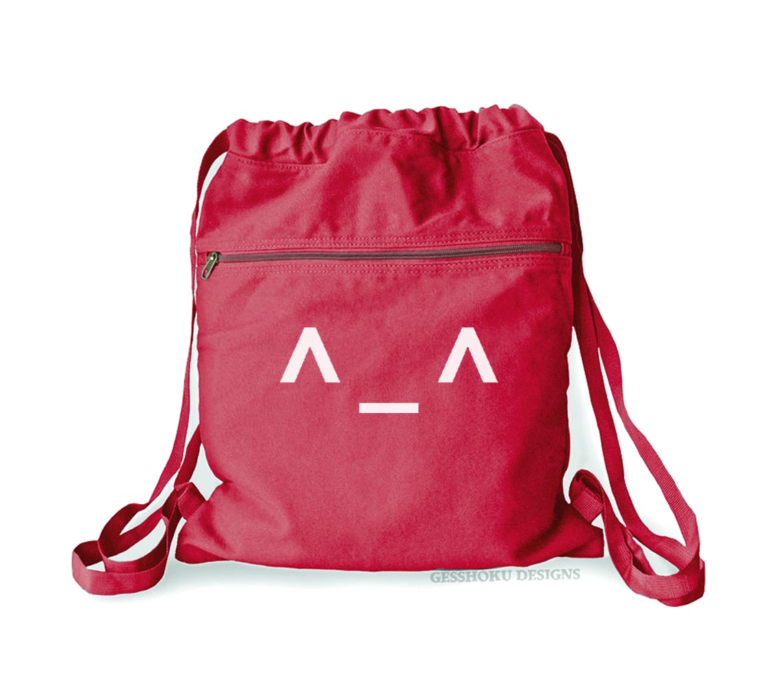 Happy Emoticon Cinch Backpack - Red