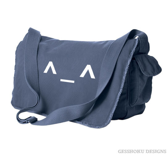 Happy Emoticon Messenger Bag - Denim Blue