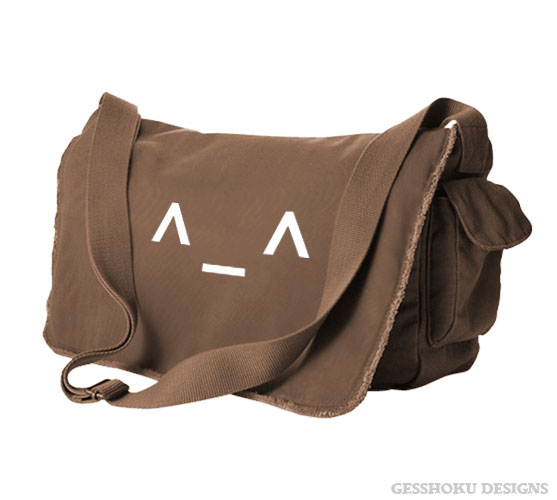 Happy Emoticon Messenger Bag - Brown