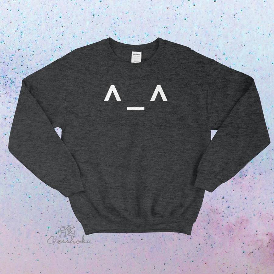 Happy Emoticon ^_^ Crewneck Sweatshirt - Heather Black