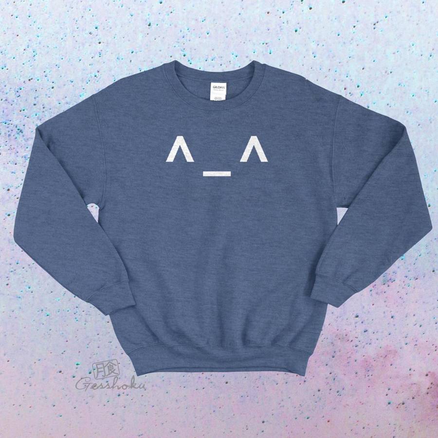 Happy Emoticon ^_^ Crewneck Sweatshirt - Heather Blue