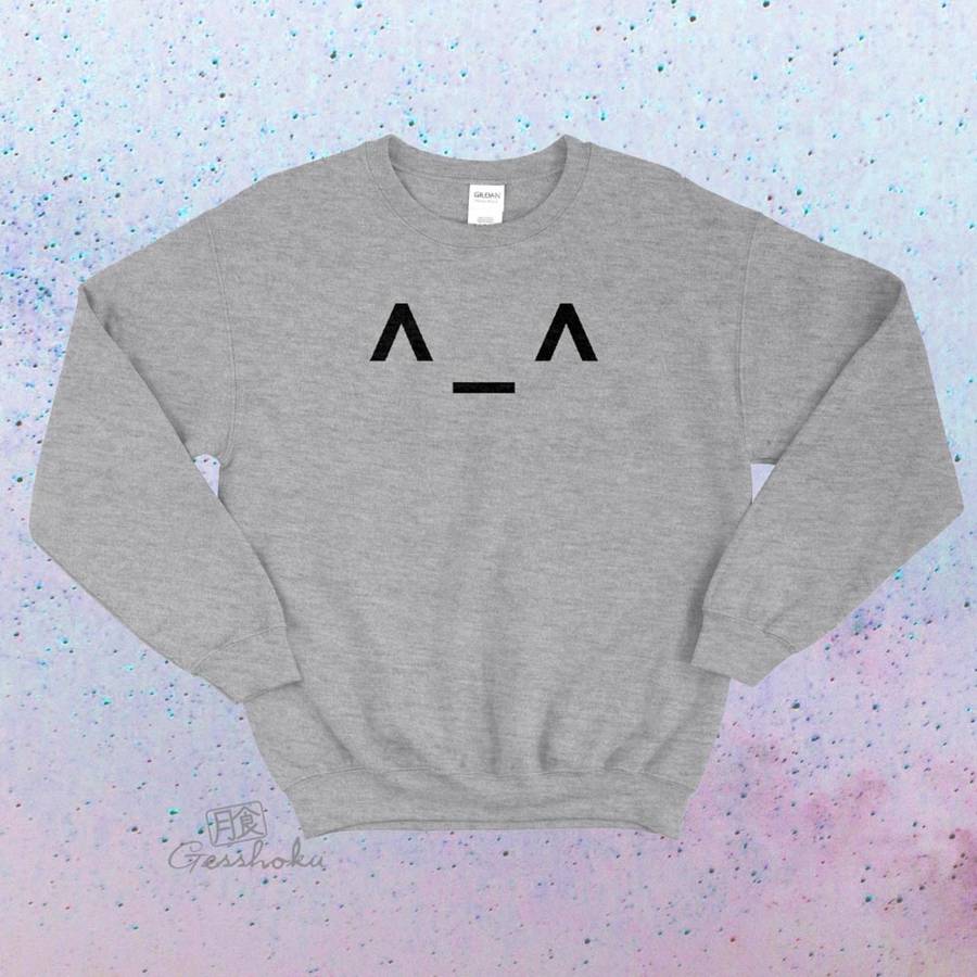 Happy Emoticon ^_^ Crewneck Sweatshirt - Light Grey