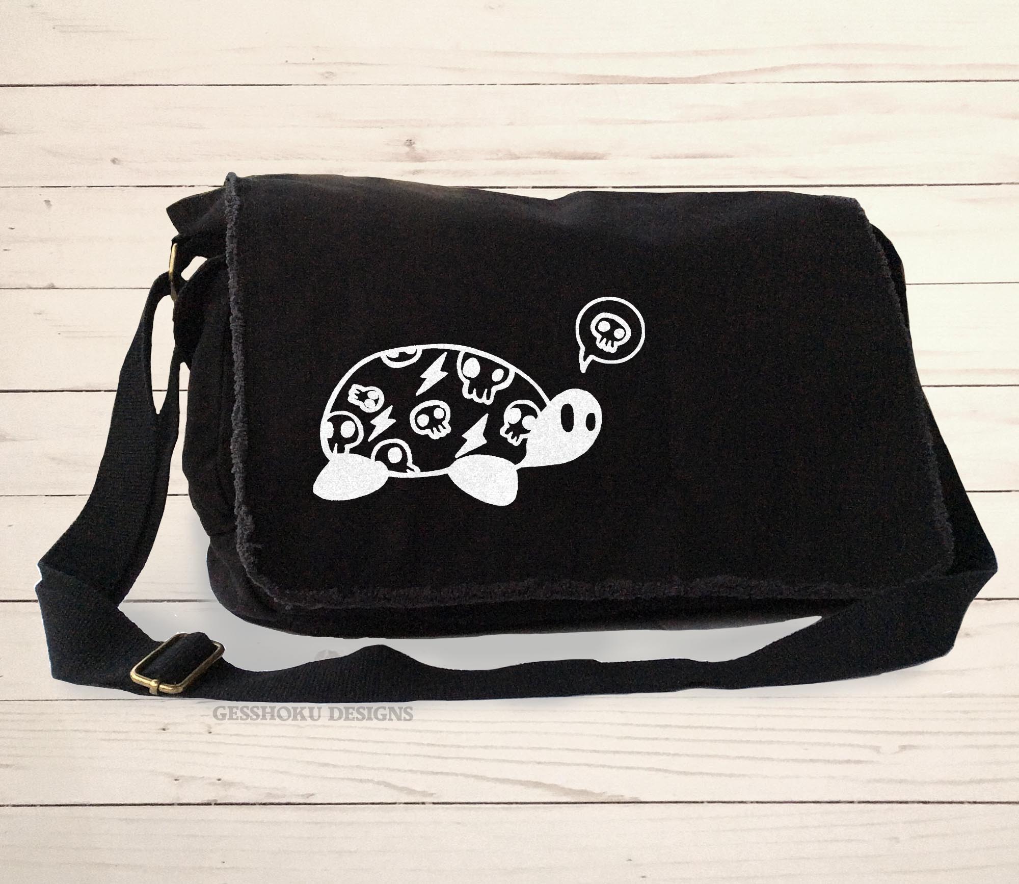 Harajuku Kame Turtle Messenger Bag - Black