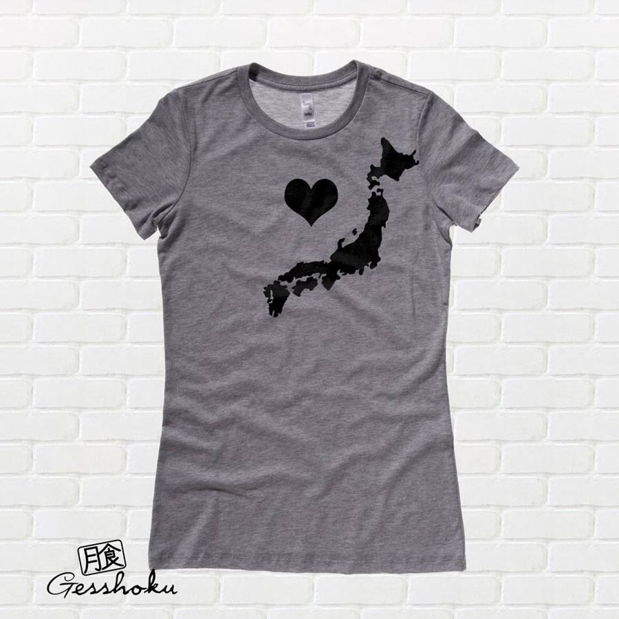 My Heart in Japan Ladies T-shirt - Deep Heather Grey