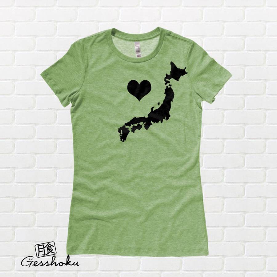 My Heart in Japan Ladies T-shirt - Heather Green