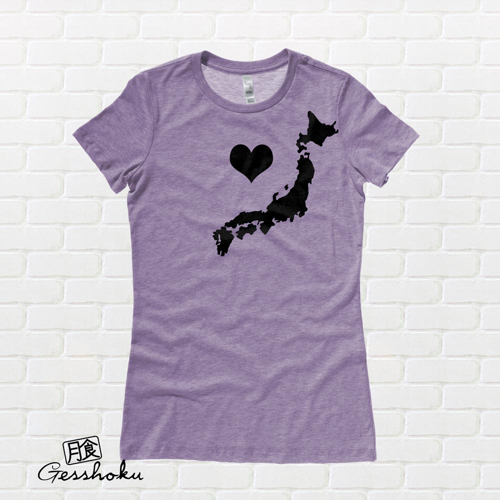 My Heart in Japan Ladies T-shirt - Heather Purple