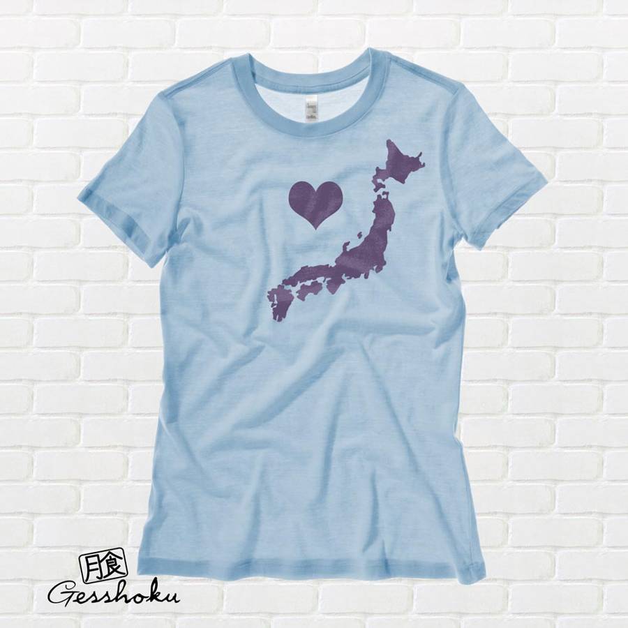 My Heart in Japan Ladies T-shirt - Light Blue