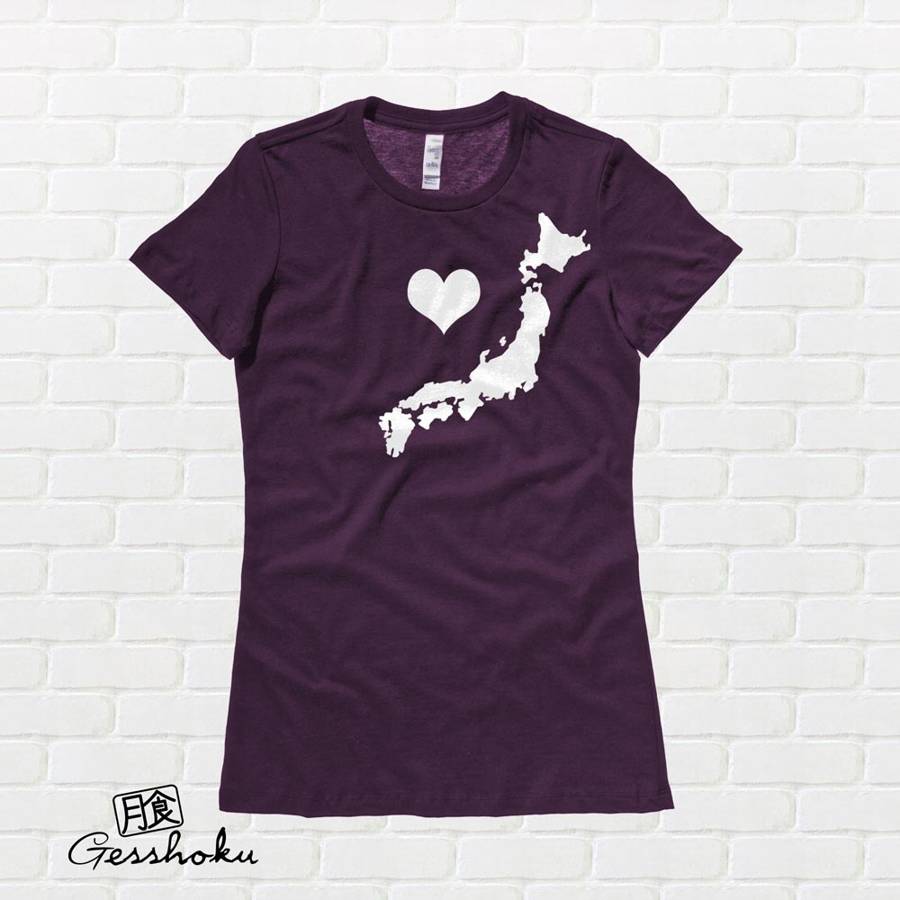 My Heart in Japan Ladies T-shirt - Plum