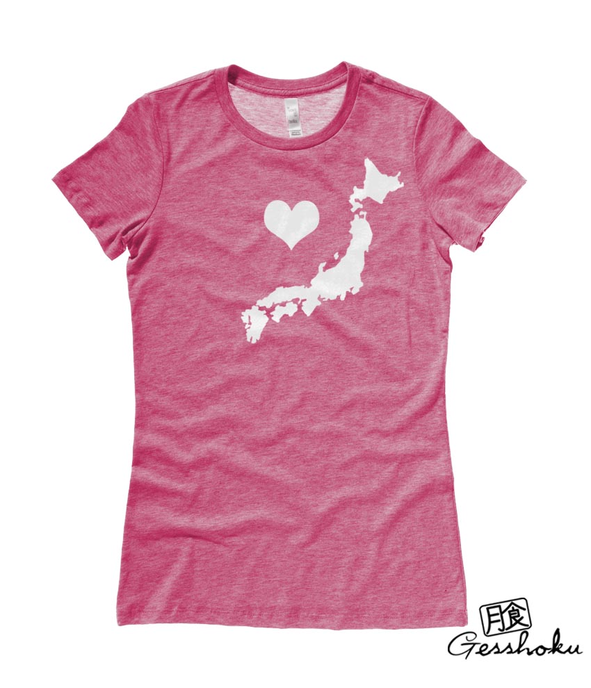 My Heart in Japan Ladies T-shirt - Heather Raspberry