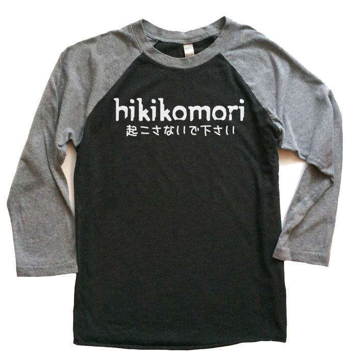 Hikikomori Raglan T-shirt 3/4 Sleeve - Grey/Black