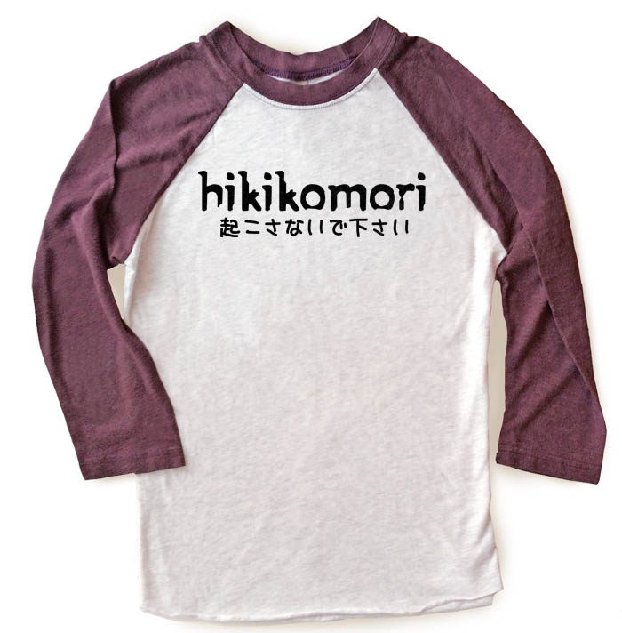 Hikikomori Raglan T-shirt 3/4 Sleeve - Vintage Purple/White