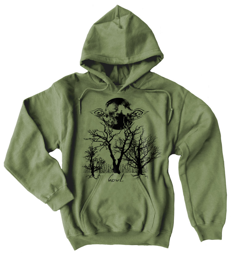 Howl: Eyes of the Night Forest Pullover Hoodie - Khaki Green