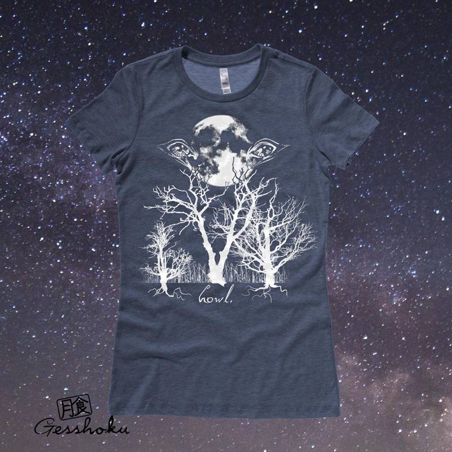 Howl: Eyes of the Night Forest Ladies T-shirt - Heather Navy