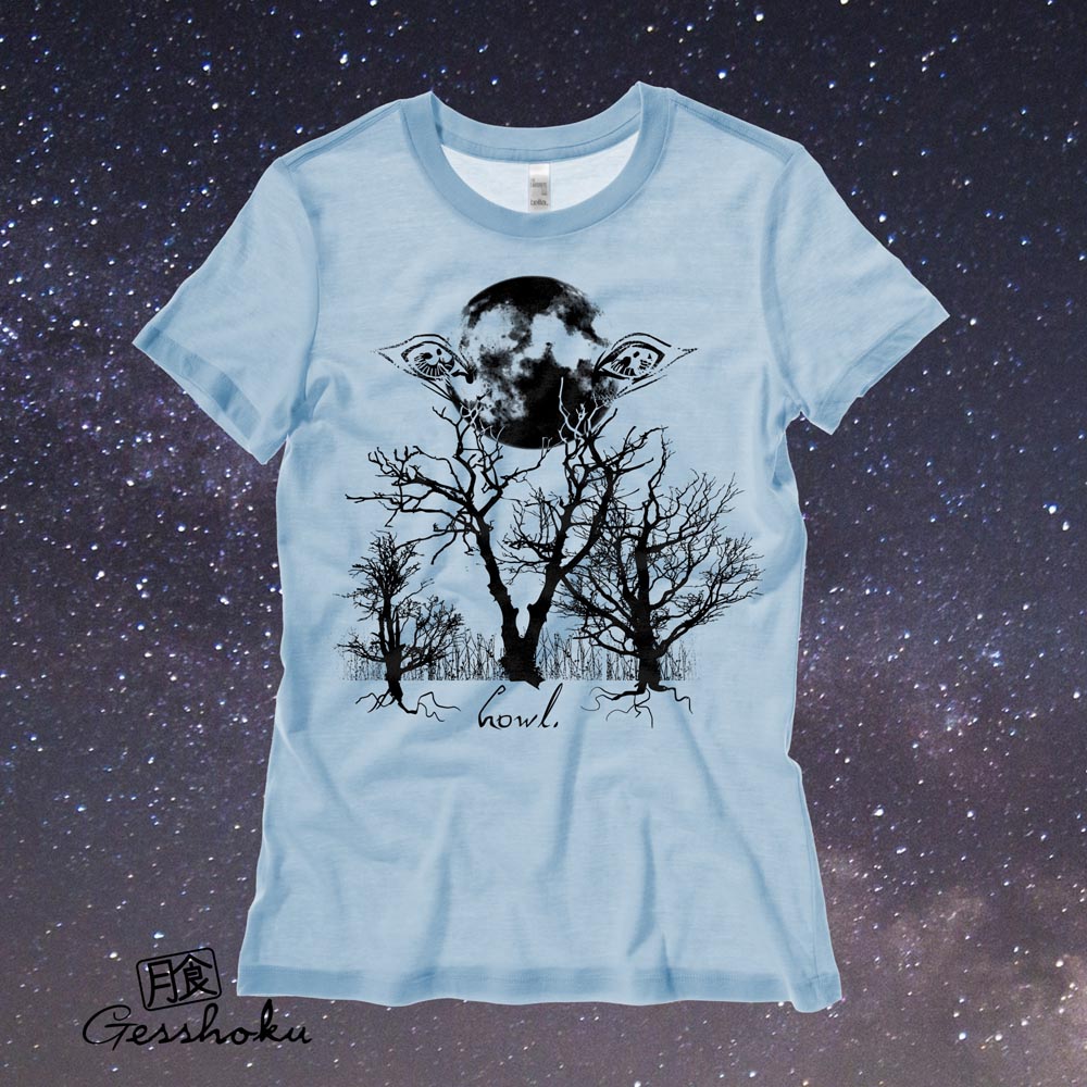 Howl: Eyes of the Night Forest Ladies T-shirt - Light Blue