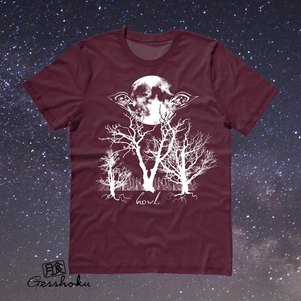 Howl: Eyes of the Night Forest T-shirt - Maroon