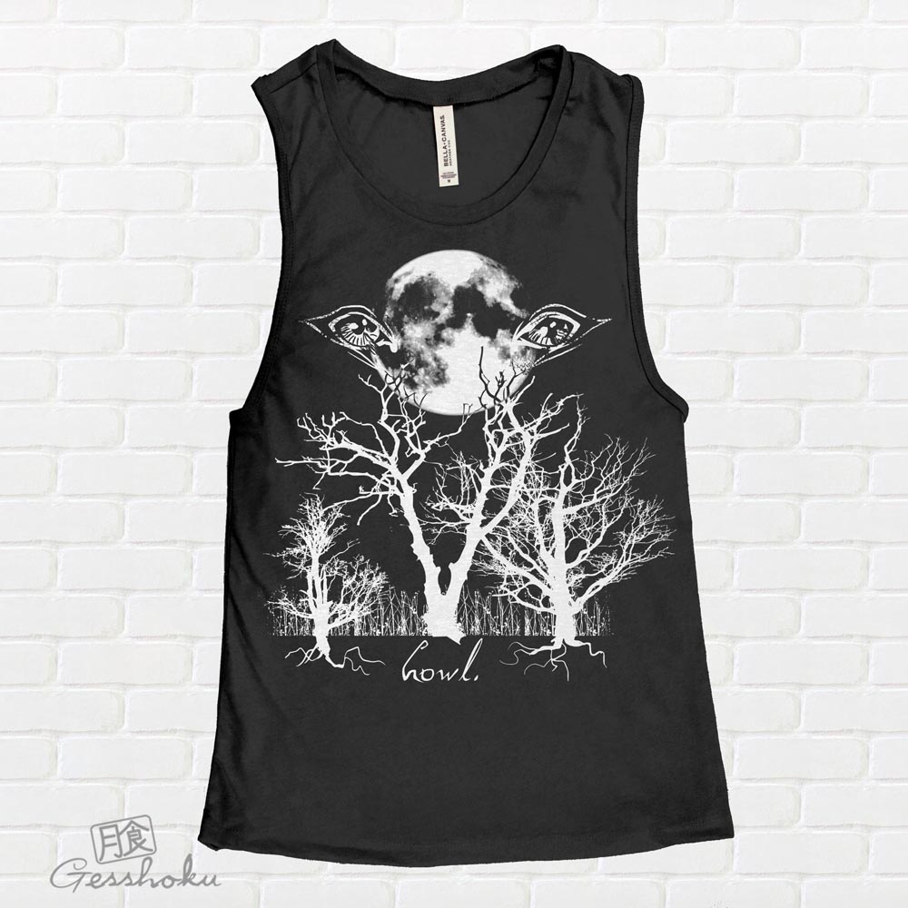 Howl: Eyes of the Night Forest Sleeveless Tank Top - Black