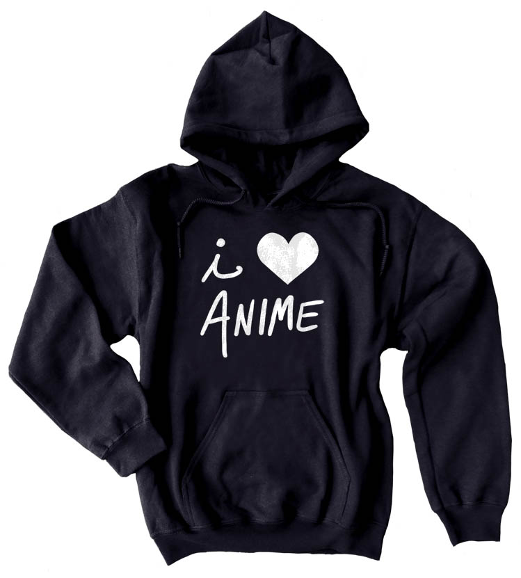 I Love Anime Pullover Hoodie - Black