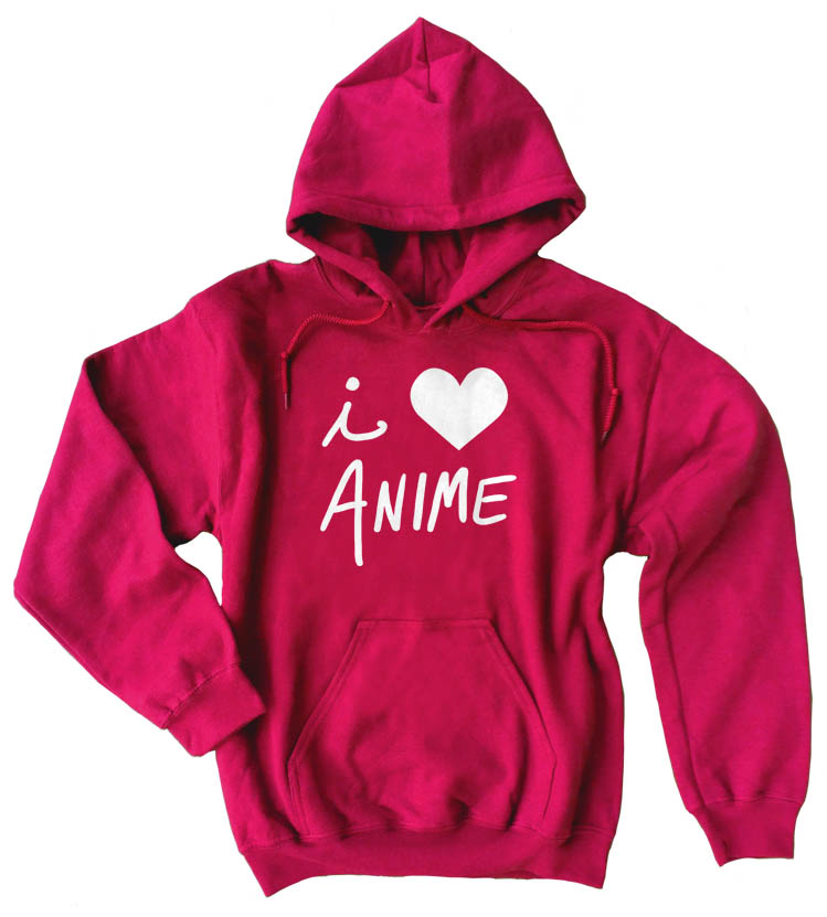 I Love Anime Pullover Hoodie - Red