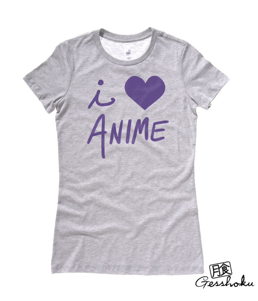 I Love Anime Ladies T-shirt - Light Grey