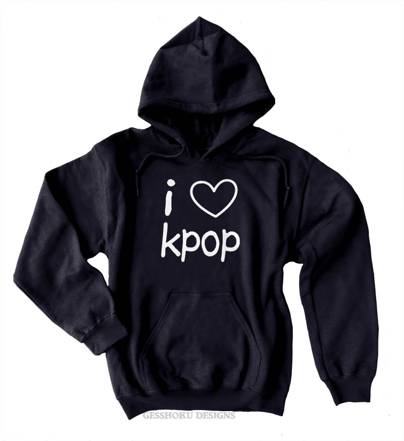 I Love Kpop Pullover Hoodie - Black