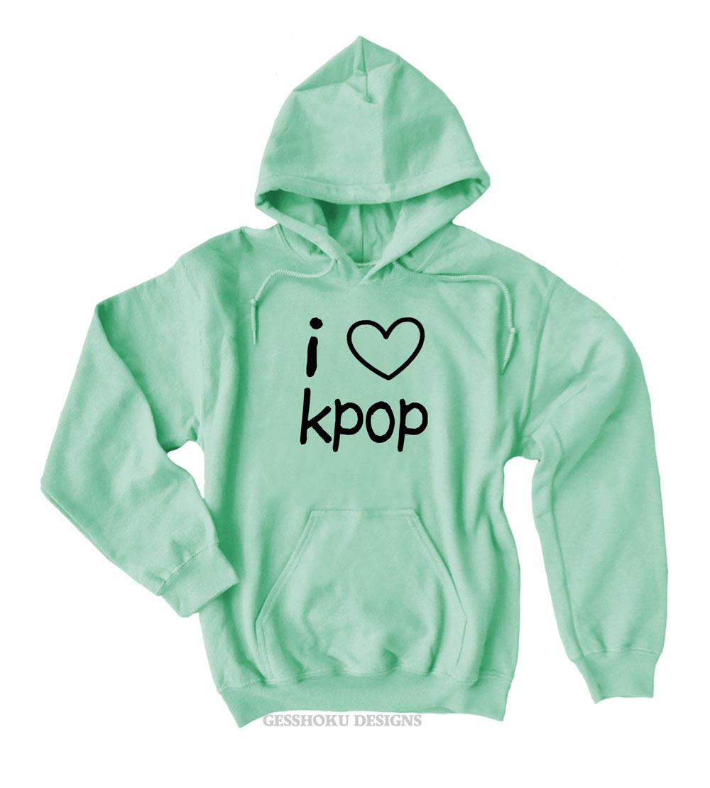 I Love Kpop Pullover Hoodie - Mint