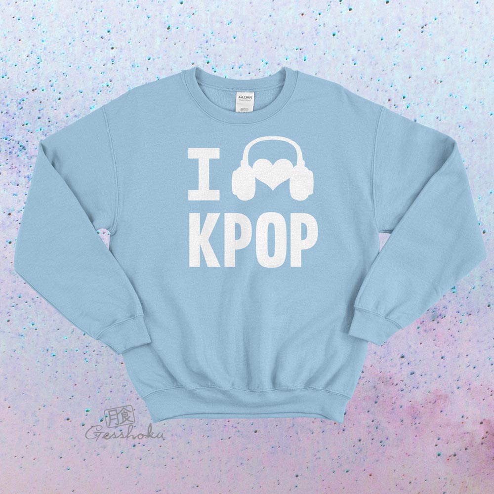 I Listen to KPOP Crewneck Sweatshirt - Light Blue