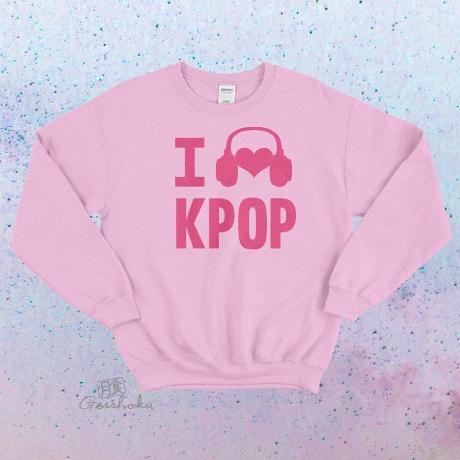 I Listen to KPOP Crewneck Sweatshirt - Light Pink