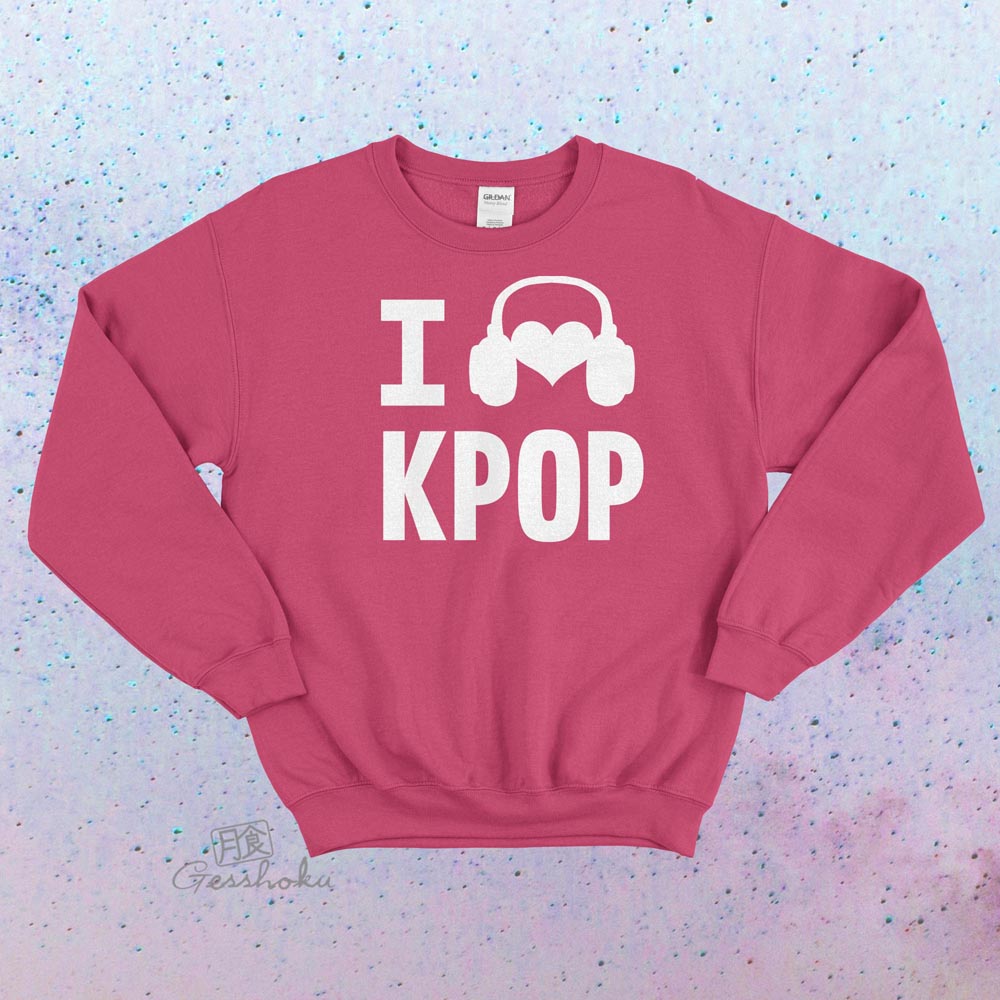I Listen to KPOP Crewneck Sweatshirt - Hot Pink