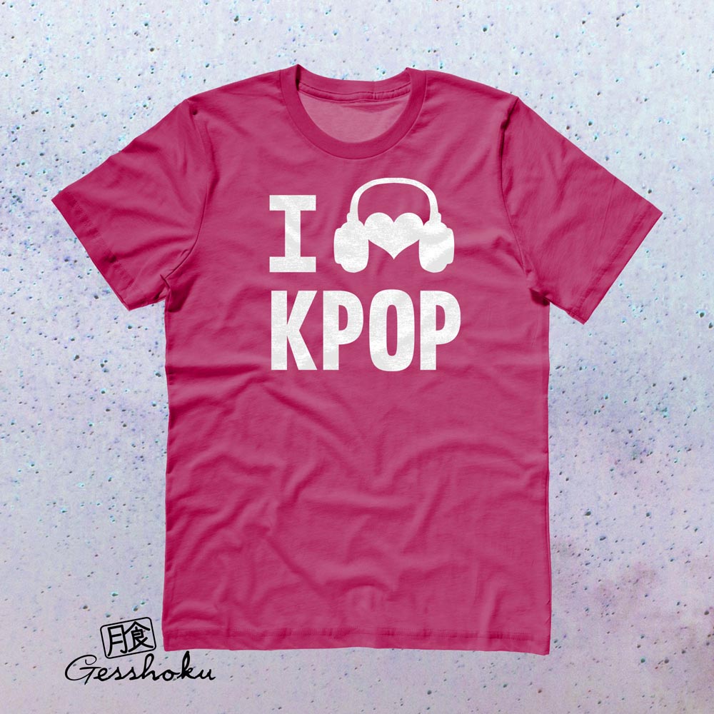 I Listen to KPOP T-shirt - Hot Pink