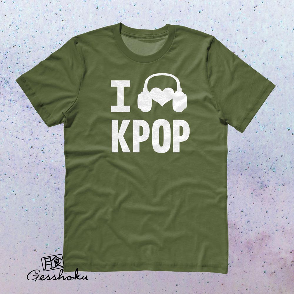 I Listen to KPOP T-shirt - Olive Green