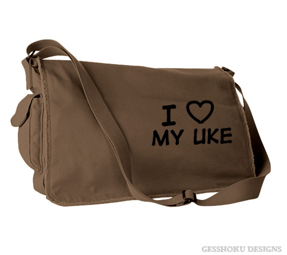 I Love my Uke Messenger Bag - Khaki Brown