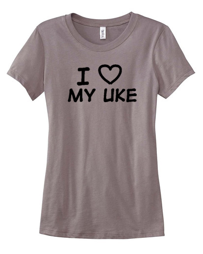 I Love my Uke Ladies T-shirt - Brown