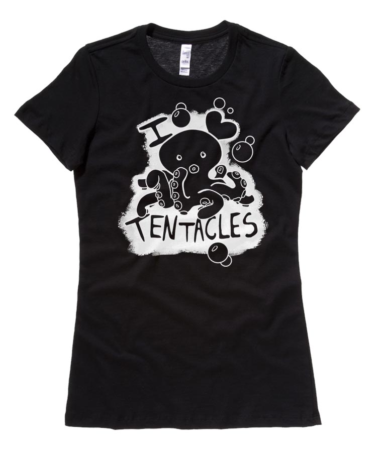 I Love Tentacles Ladies T-shirt - Black