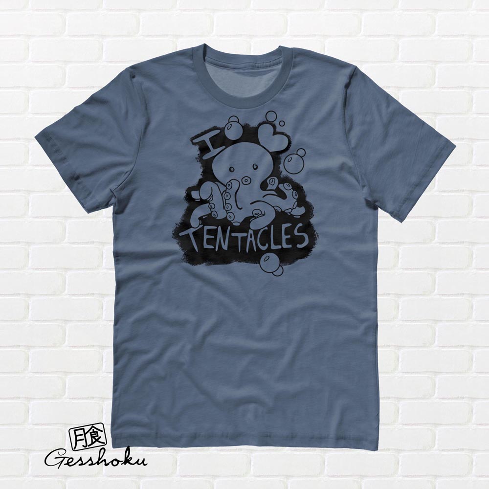 I Love Tentacles T-shirt - Stone Blue