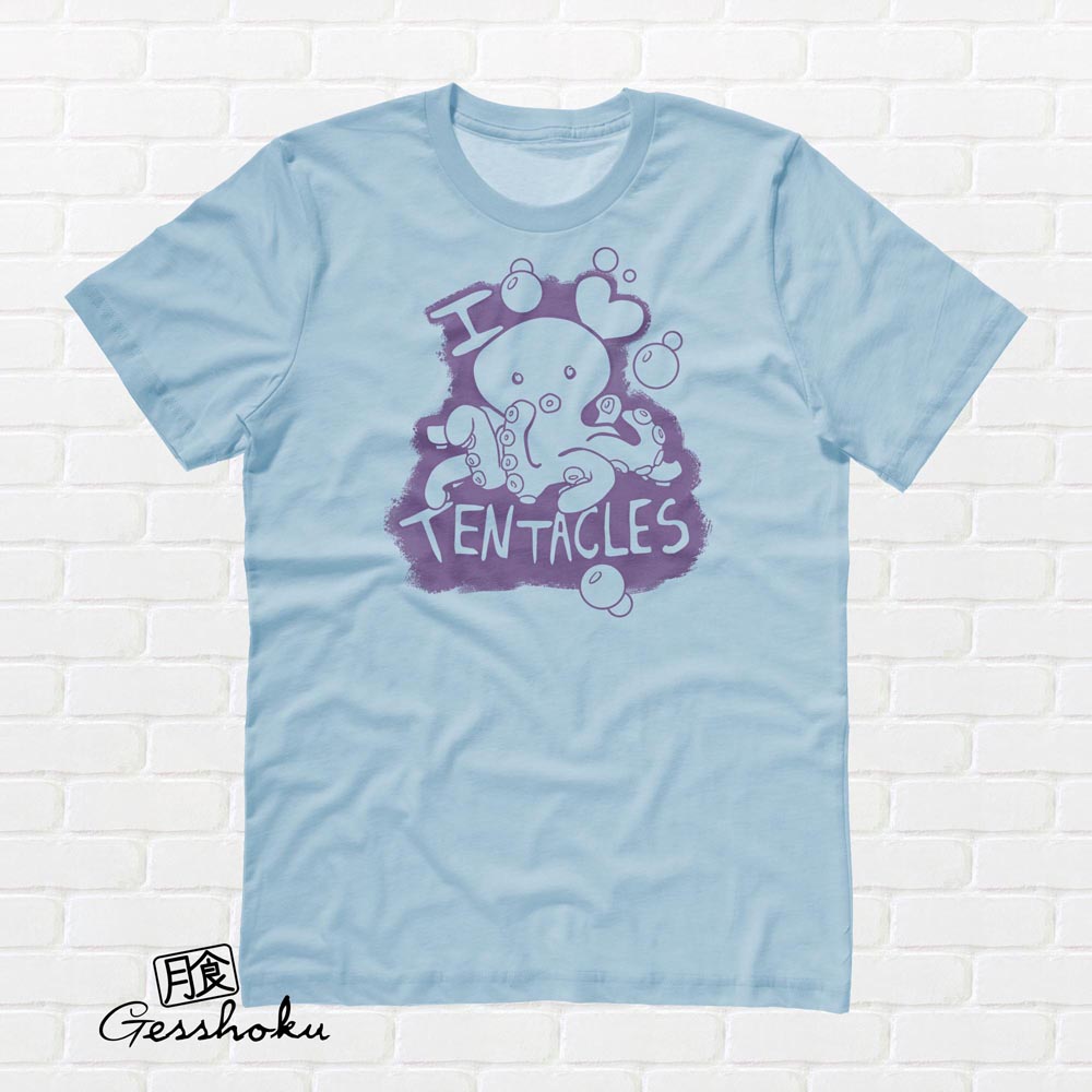 I Love Tentacles T-shirt - Light Blue