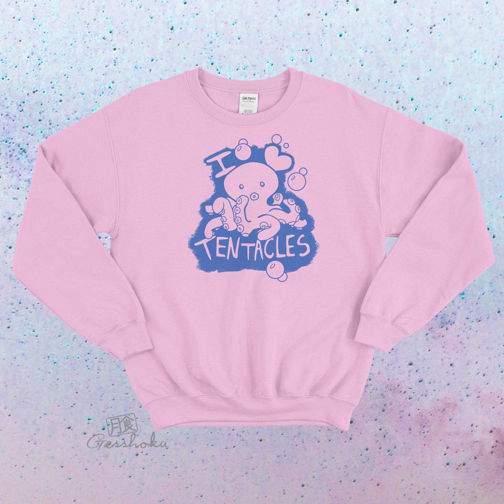 I Love Tentacles Crewneck Sweatshirt - Light Pink