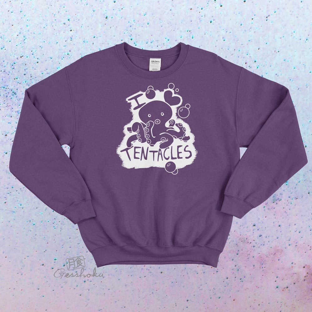 I Love Tentacles Crewneck Sweatshirt - Purple