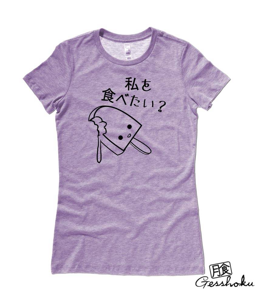 Eat Me? Kawaii Ice Cream Ladies T-shirt - Heather Purple