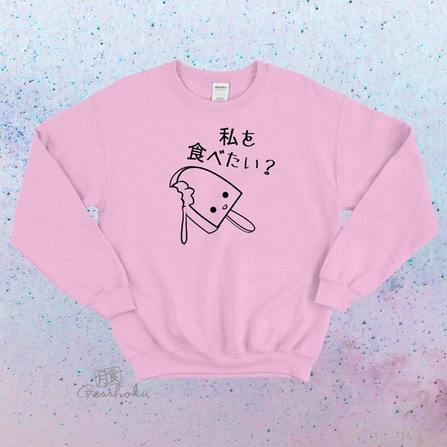 Eat Me? Kawaii Popsicle Crewneck Sweatshirt - Light Pink