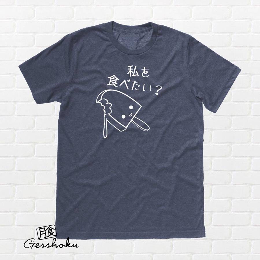 Eat Me? Kawaii Popsicle T-shirt - Heather Navy