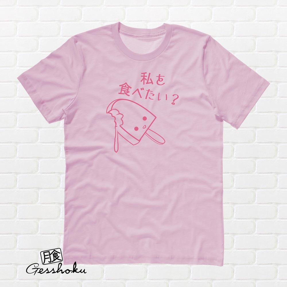 Eat Me? Kawaii Popsicle T-shirt - Light Pink