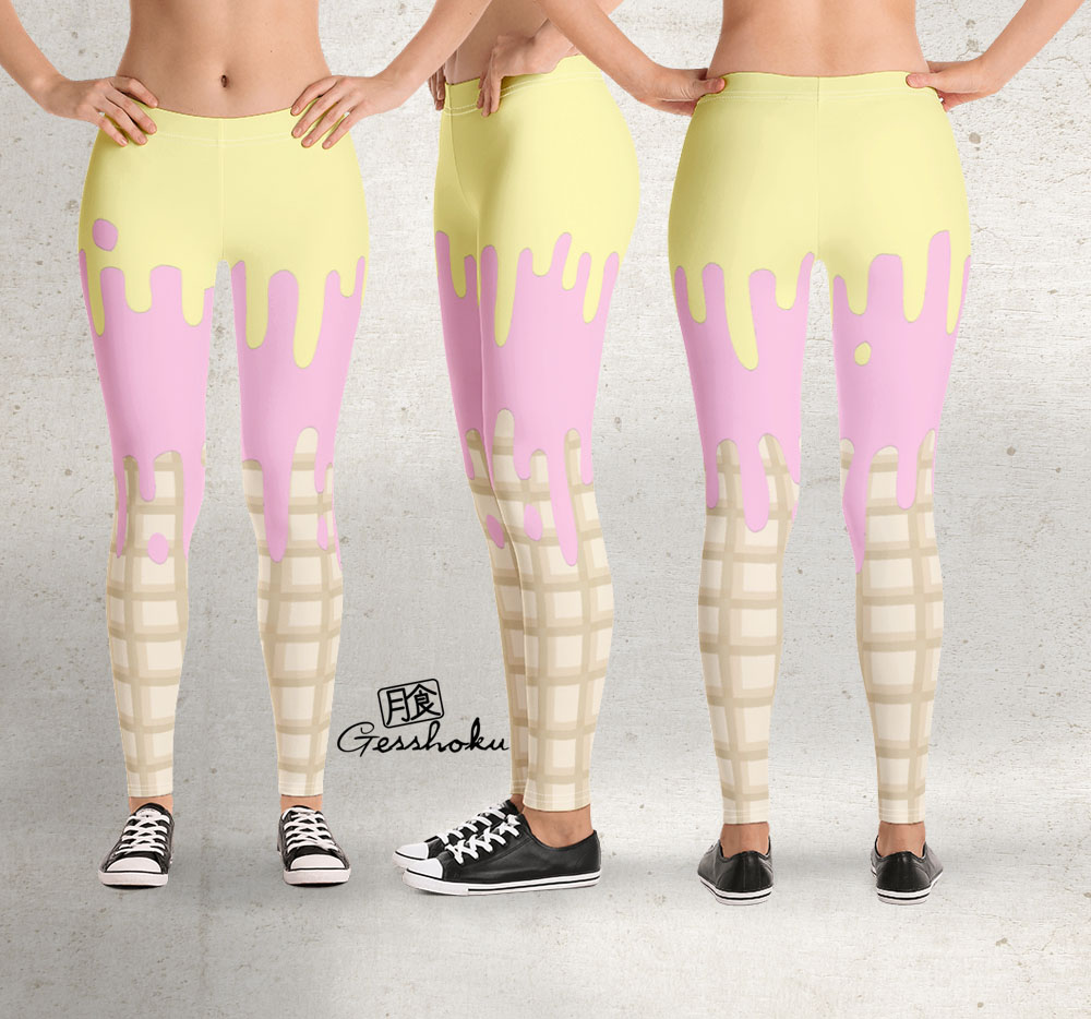Dripping Ice Cream Pastel Leggings or Tights -