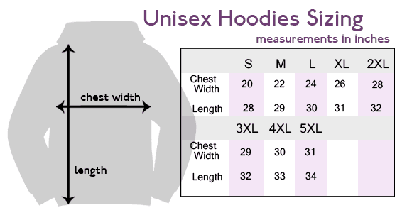 Unisex Crew Neck Sweatshirts Size Chart