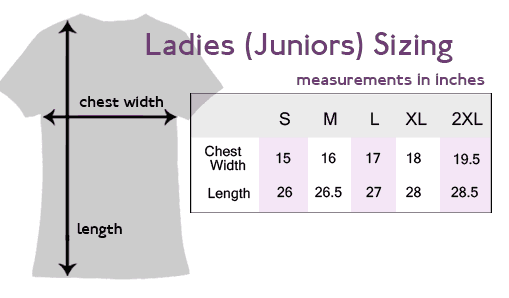 Ladies T Shirt Size Chart