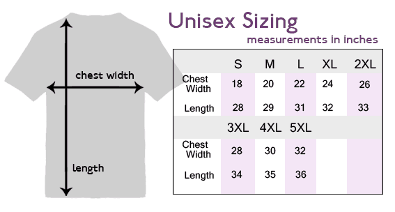 Size Chart Mens T-shirts
