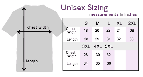 Unisex T Shirt Size Chart