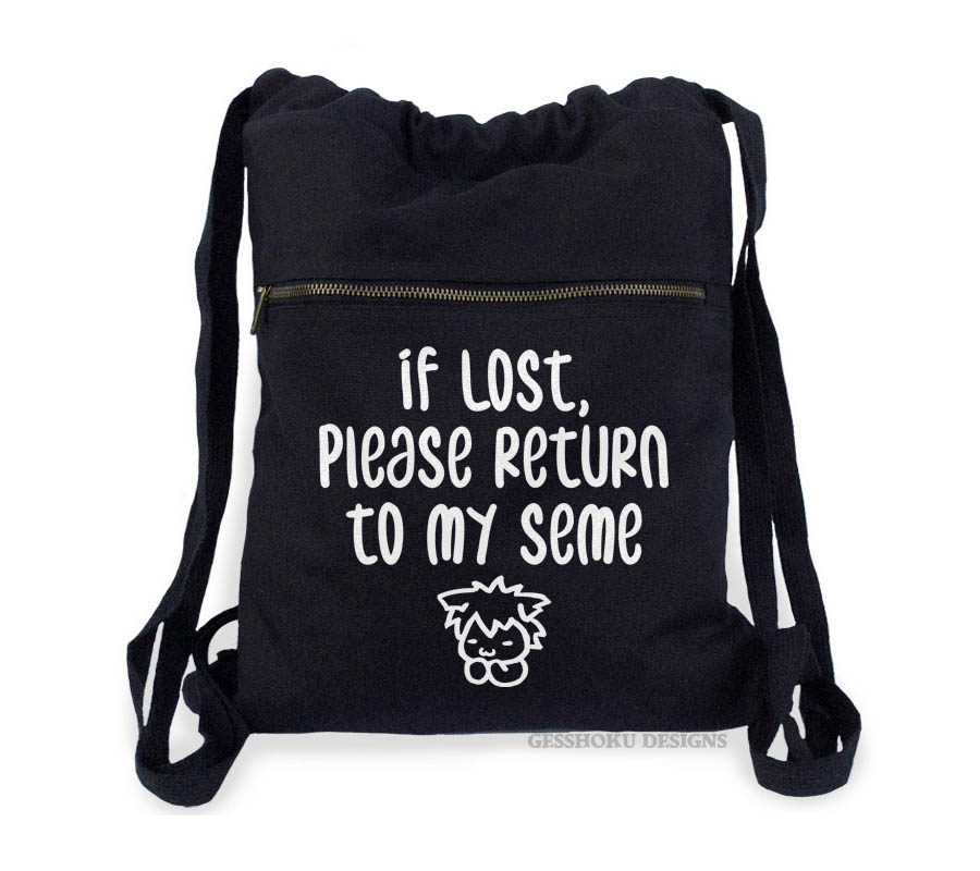 If Lost, Please Return to My Seme Cinch Backpack - Black