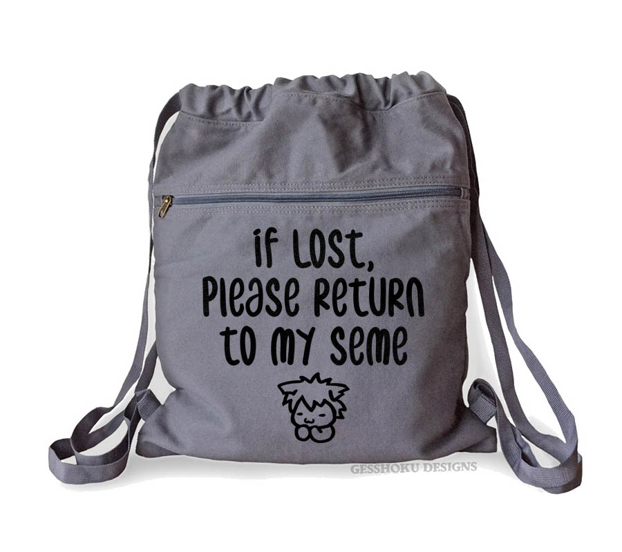 If Lost, Please Return to My Seme Cinch Backpack - Smoke Grey