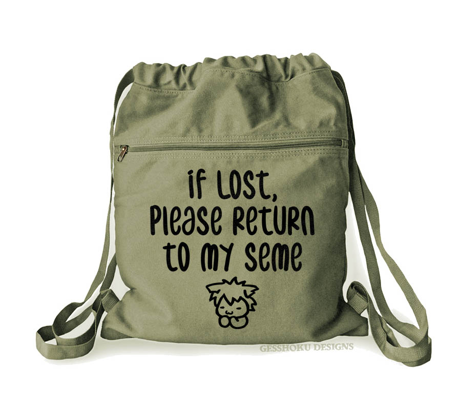 If Lost, Please Return to My Seme Cinch Backpack - Khaki Green