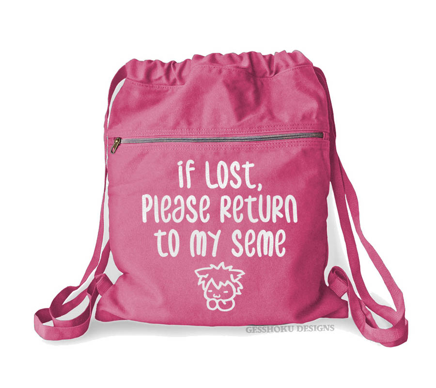 If Lost, Please Return to My Seme Cinch Backpack - Raspberry